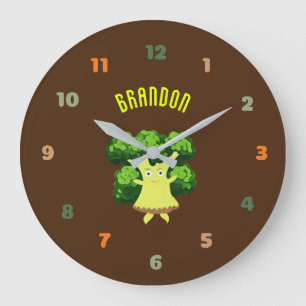 Niedlich-grüner Brokkoli Große Wanduhr