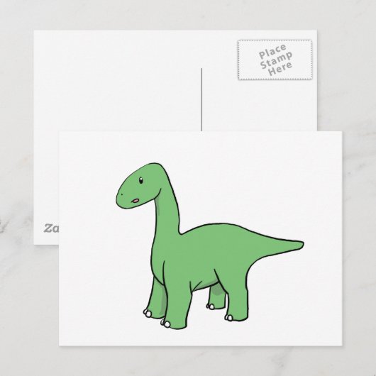 Niedlich grüner Brontosaurus Postkarte (Vorne/Hinten)