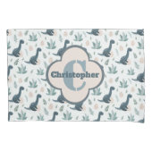 Niedlich-grüner Dinosaurier mit Monogramm und Name Kissenbezug (Vorderseite)