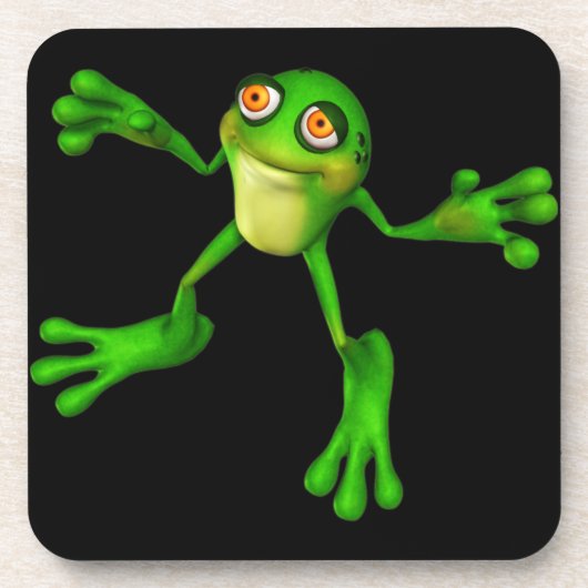 Niedlich-grüner Froggy Getränkeuntersetzer (Vorderseite)