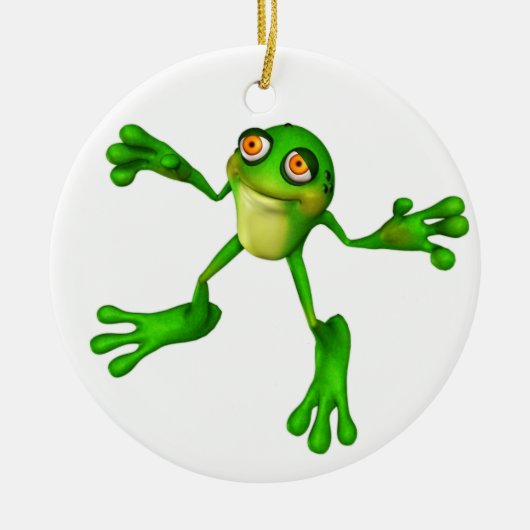 Niedlich-grüner Froggy Keramik Ornament (Vorne)