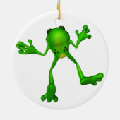 Niedlich-grüner Froggy Keramik Ornament (Hinten)