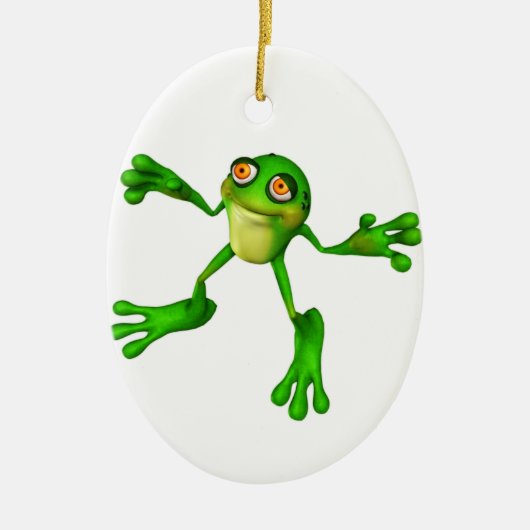 Niedlich-grüner Froggy Keramikornament (Vorne)