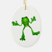 Niedlich-grüner Froggy Keramikornament (Hinten)