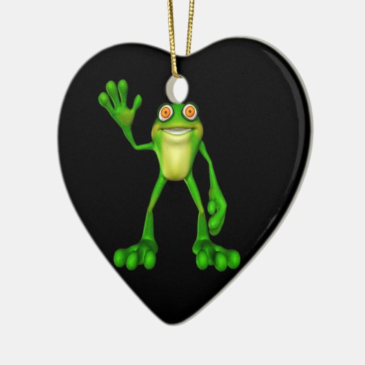 Niedlich-grüner Froggy Keramikornament (Links)