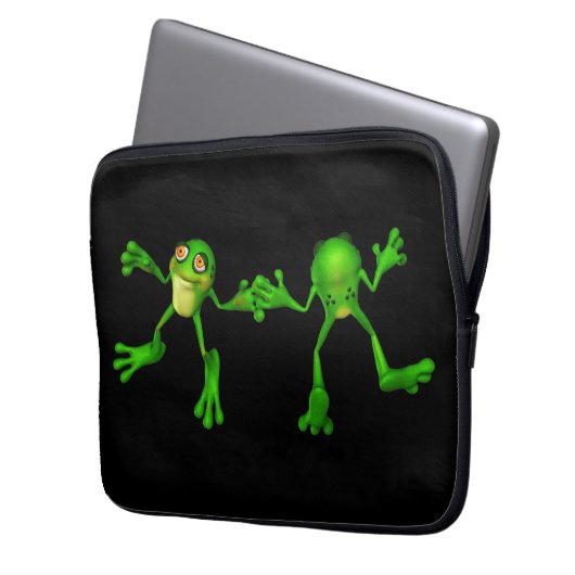Niedlich-grüner Froggy Laptopschutzhülle (Vorderseite Links)