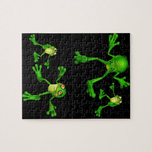 Niedlich-grüner Froggy Puzzle (Horizontal)