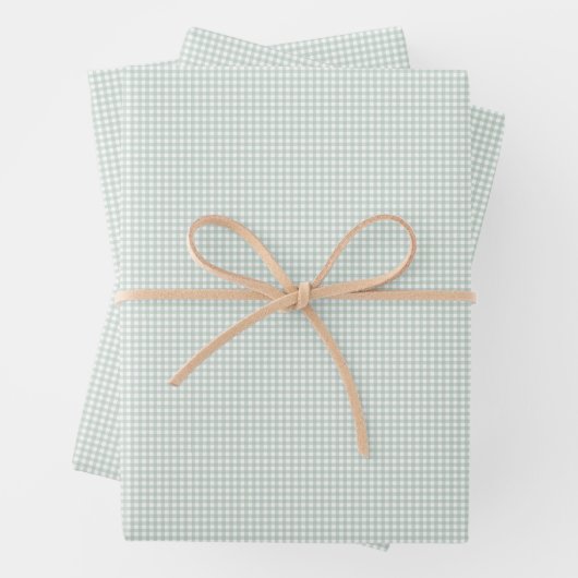 Niedlich-grüner Gingham-Klassiker - Karos Geschenkpapier Set (Beispiel)