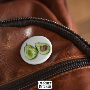 Niedlich-grünes Cogingcore-Crochet-Avocado-Monogra Button