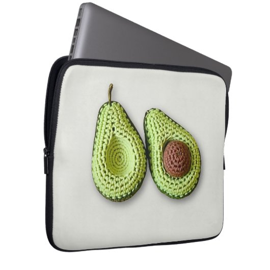 Niedlich-grünes Cogingcore-Crochet-Avocado-Monogra Laptopschutzhülle (Vorne Rechts)
