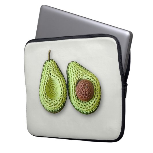 Niedlich-grünes Cogingcore-Crochet-Avocado-Monogra Laptopschutzhülle (Vorderseite Links)