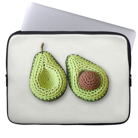 Niedlich-grünes Cogingcore-Crochet-Avocado-Monogra Laptopschutzhülle (Vorderseite)