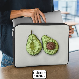 Niedlich-grünes Cogingcore-Crochet-Avocado-Monogra Laptopschutzhülle