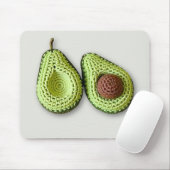 Niedlich-grünes Cogingcore-Crochet-Avocado-Monogra Mousepad (Mit Mouse)