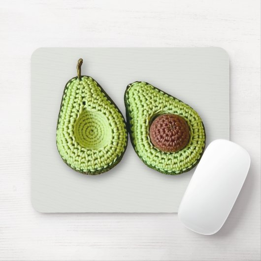 Niedlich-grünes Cogingcore-Crochet-Avocado-Monogra Mousepad (Mit Mouse)
