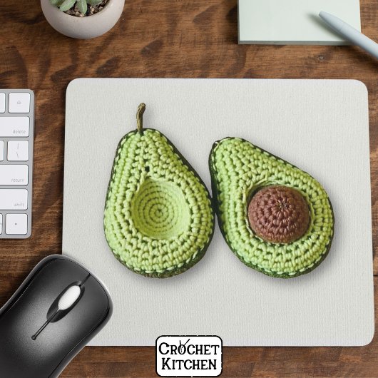 Niedlich-grünes Cogingcore-Crochet-Avocado-Monogra Mousepad