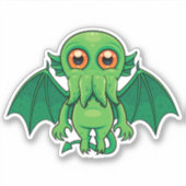 Niedlich grünes Cthulhu-Monster Aufkleber (Vorderseite)