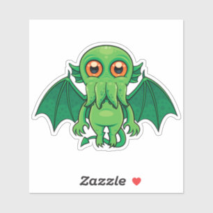 Niedlich grünes Cthulhu-Monster Aufkleber