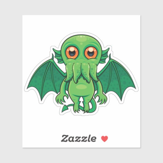 Niedlich grünes Cthulhu-Monster Aufkleber (Blatt)