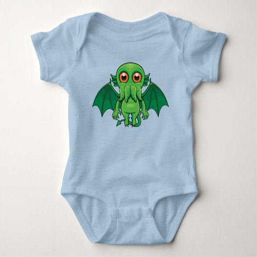 Niedlich grünes Cthulhu-Monster Baby Strampler (Vorderseite)