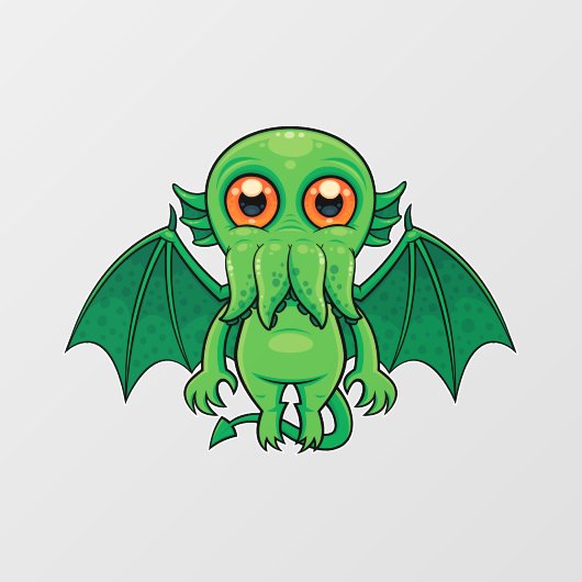 Niedlich grünes Cthulhu-Monster Fensteraufkleber (Blatt)