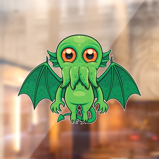 Niedlich grünes Cthulhu-Monster Fensteraufkleber (Blatt 2)