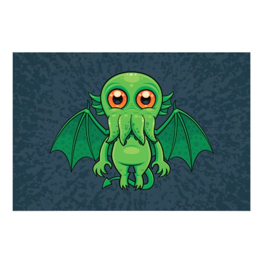 Niedlich grünes Cthulhu-Monster Fotodruck (Vorne)