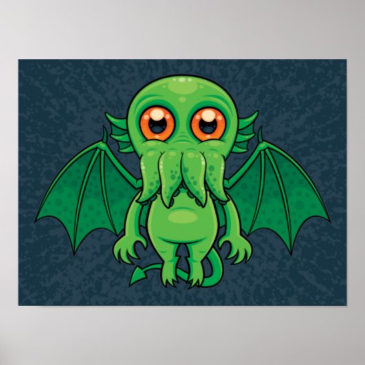 Niedlich grünes Cthulhu-Monster Poster (Vorne)