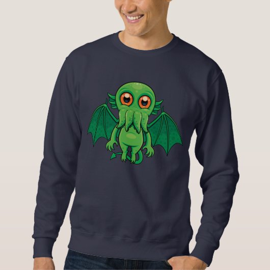 Niedlich grünes Cthulhu-Monster Sweatshirt (Vorderseite)