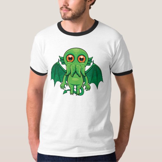 Niedlich grünes Cthulhu-Monster T-Shirt (Vorderseite)