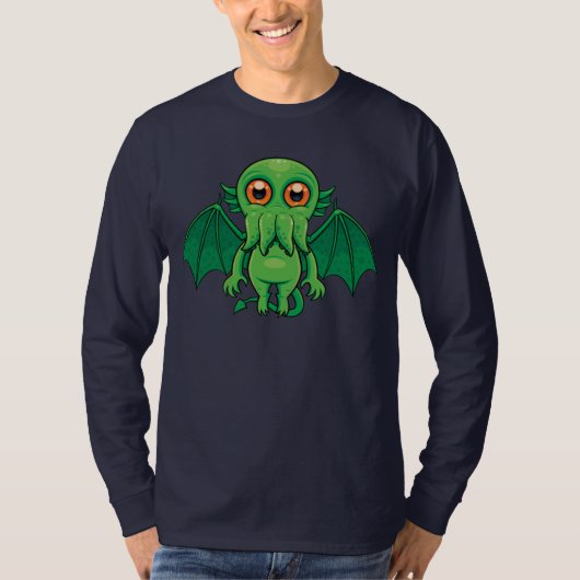 Niedlich grünes Cthulhu-Monster T-Shirt (Vorderseite)