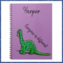 Niedlich-grünes Dinosaurier-Lila-Notebook