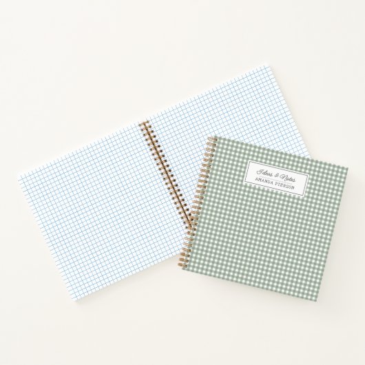 Niedlich grünes Kariertes Personalisiertes Familie Notizblock (Innenseite)