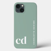 Niedlich-grünes Monogramm Case-Mate iPhone Hülle (Rückseite)