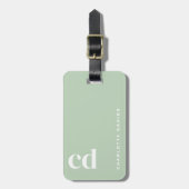 Niedlich-grünes Monogramm Gepäckanhänger (Vorderseite vertikal)