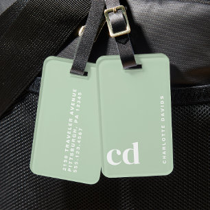 Niedlich-grünes Monogramm Gepäckanhänger