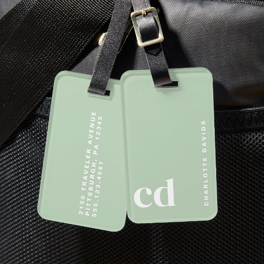 Niedlich-grünes Monogramm Gepäckanhänger
