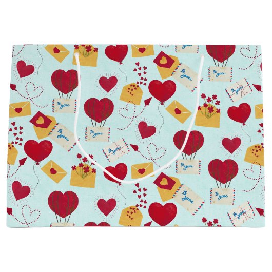 Niedlich Grungy Hübsch Valentines Liebe Brief Große Geschenktüte (Vorderseite)