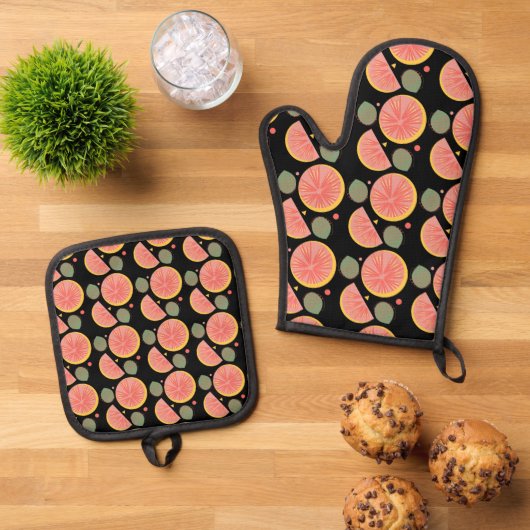 Niedlich Guava Fruit Kitchen Ofenhandschuh & Topflappen-Set (Oben Unten)