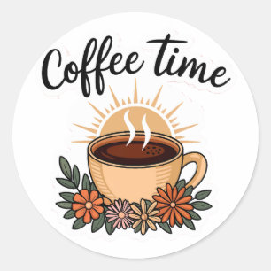 Niedlich gute Morgenkaffezeit Runder Aufkleber