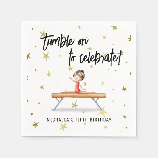 Niedlich Gymnastik BalanceGirl Geburtstag Serviette (Vorderseite)