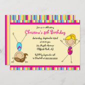 Niedlich Gymnastik Geburtstagsparty Einladungen (Vorne/Hinten)