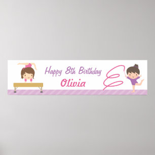 Niedlich Gymnastik Girls Geburtstagsparty Banner Poster