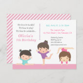 Niedlich Gymnastik Girls Geburtstagsparty Einladun Einladung (Vorne/Hinten)