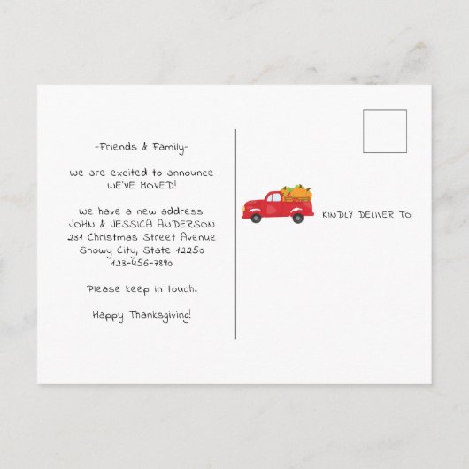 Niedlich haben wir den Erntedank Pumpkin Truck bew Ankündigungspostkarte (Rückseite)