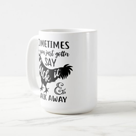 Niedlich Hähnchen Lover F Off Farm Bauer Rooster Kaffeetasse (Vorderseite Links)