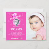 Niedlich Hai Balloons Foto Geburtstag Pink Vielen Einladung (Vorderseite)