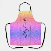 Niedlich Hair Stylist Script Rainbow Glitzer Custo Schürze (Vorderseite)