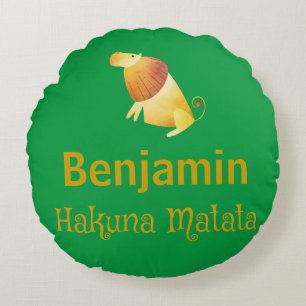 Niedlich Hakuna Matata Safari Lion Green Rundes Kissen