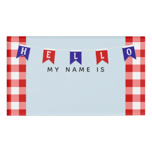 Niedlich "Hallo, mein Name ist", roter und weißer Namenschild